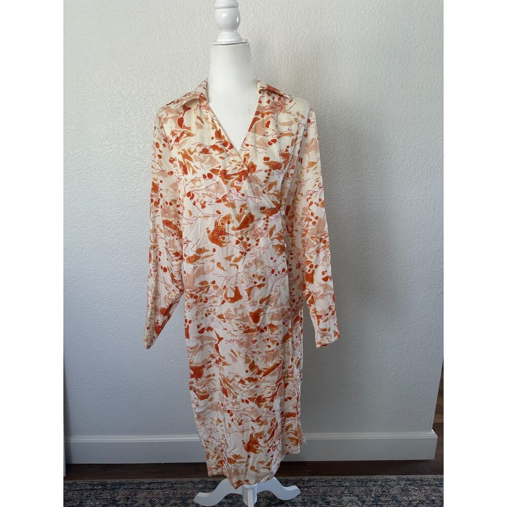 COS Tailored Wrap Dress Orange White Size 6